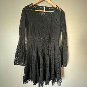Free People Lace Boho Black Dress Size 10